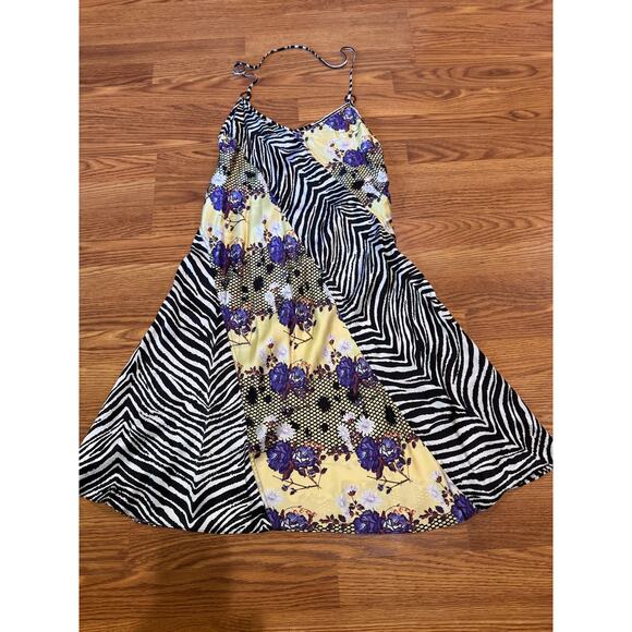 OPENING CEREMONY Sleeveless Floral Zebra Silk Dress size 8 / M - Picture 7 of 13